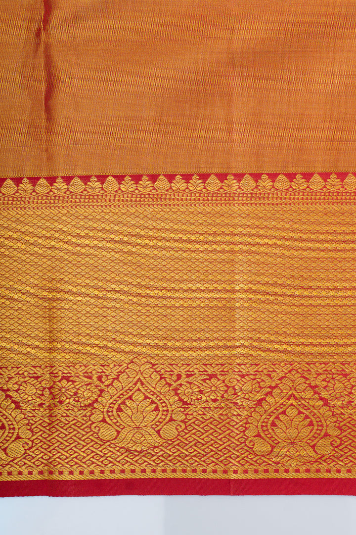 Peach and gold tissue pure Kanchipuram  silk saree