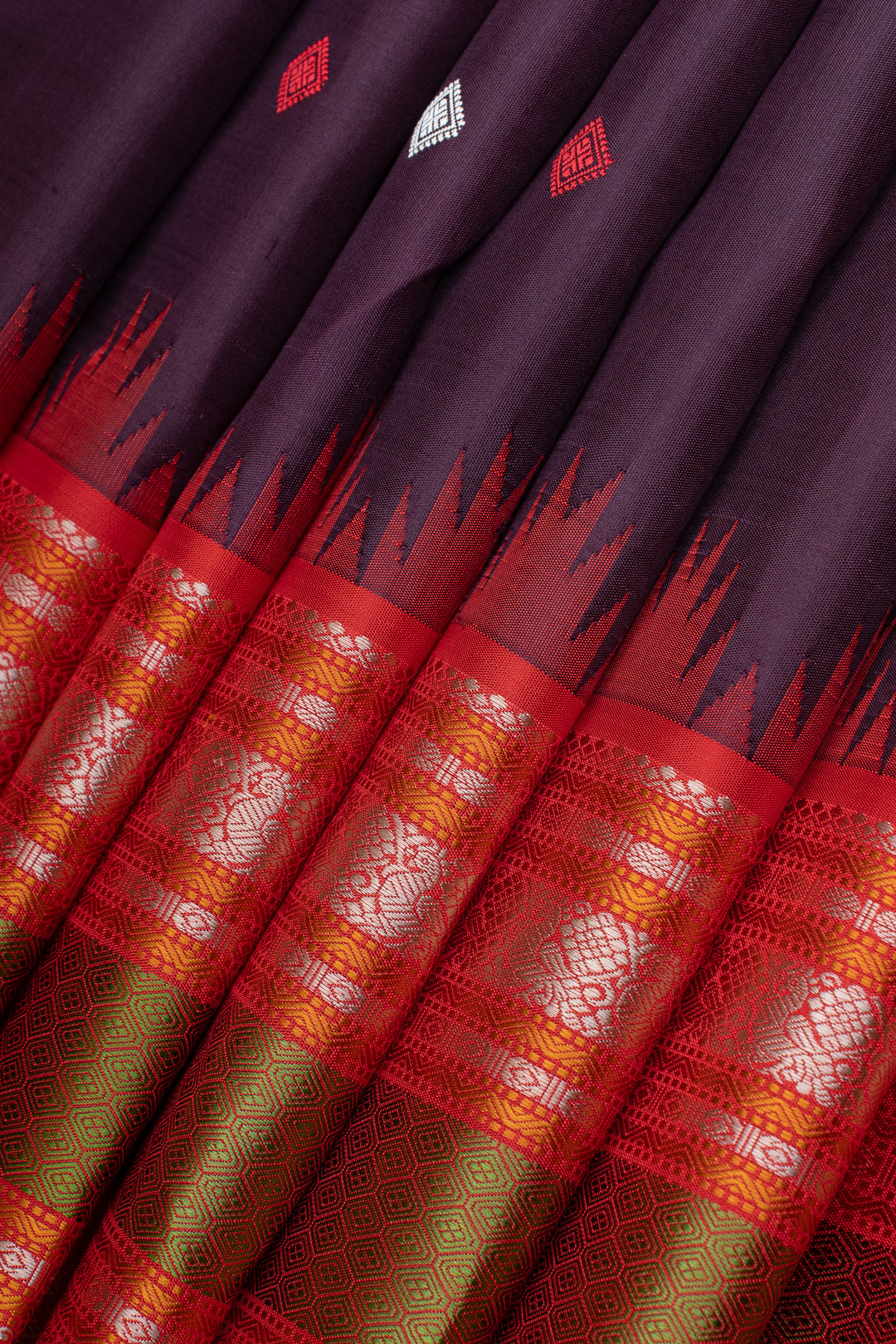 Purple threadwork pure kanchipuram silk saree