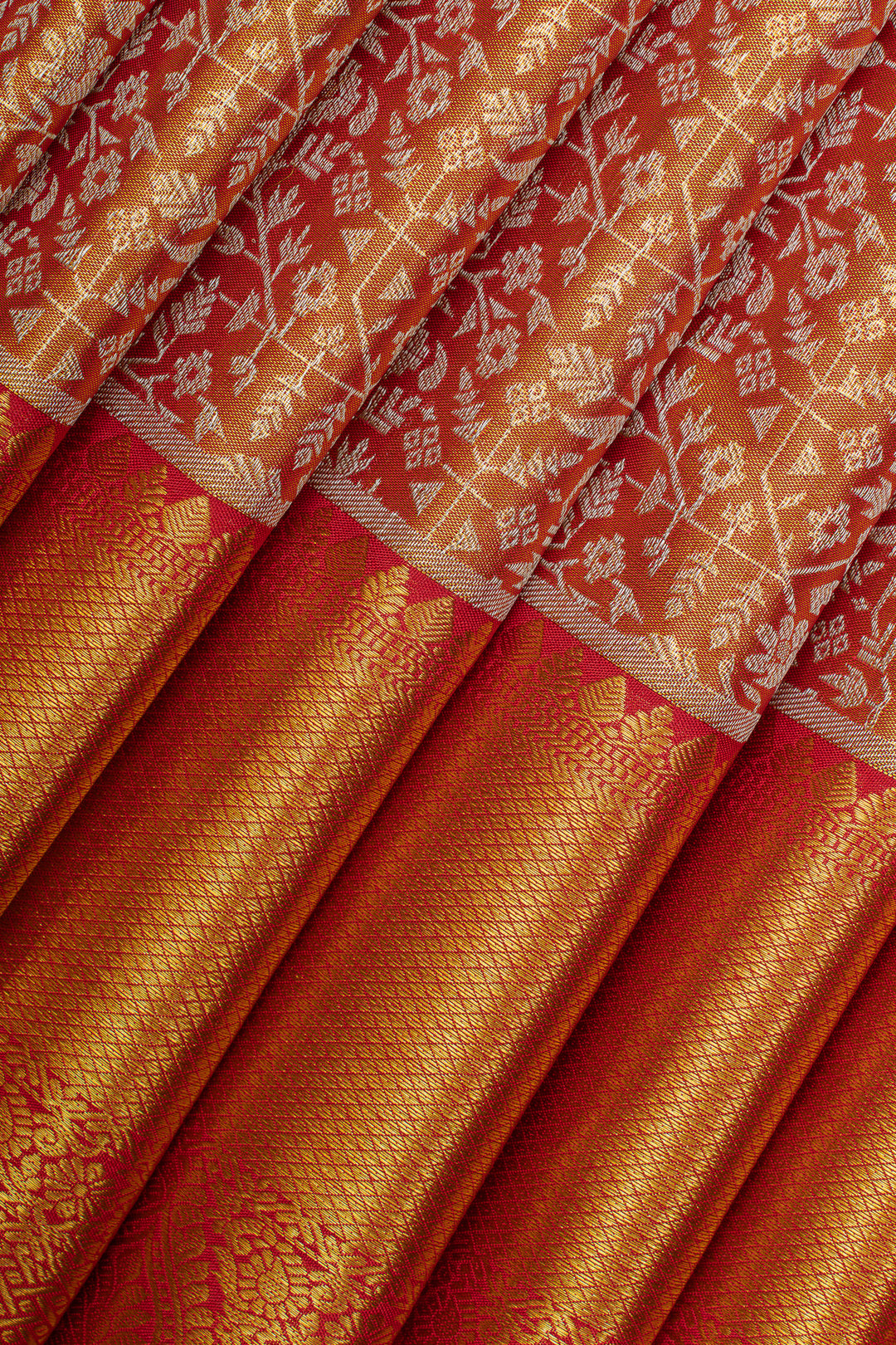 Peach and gold tissue pure Kanchipuram  silk saree