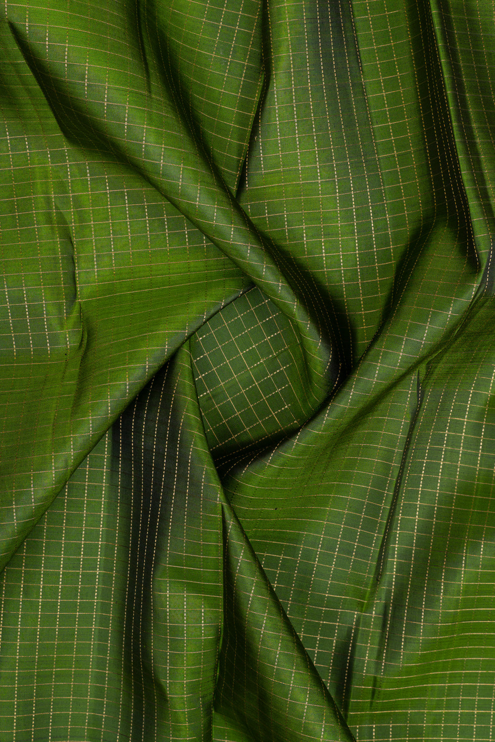Green and jamun checks  pure kanchipuram silk saree