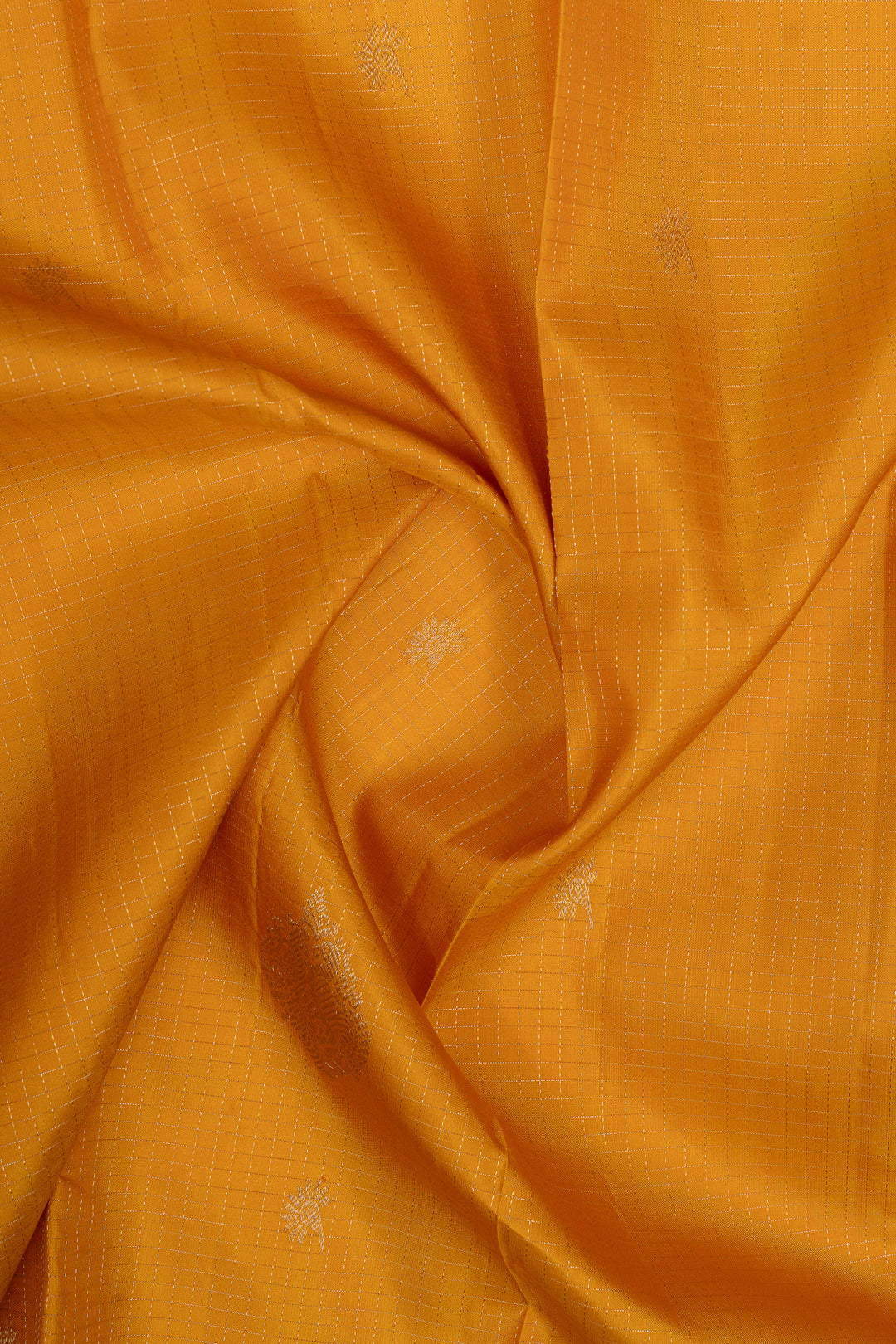 Yellow zari checks pure kanchipuram silk saree