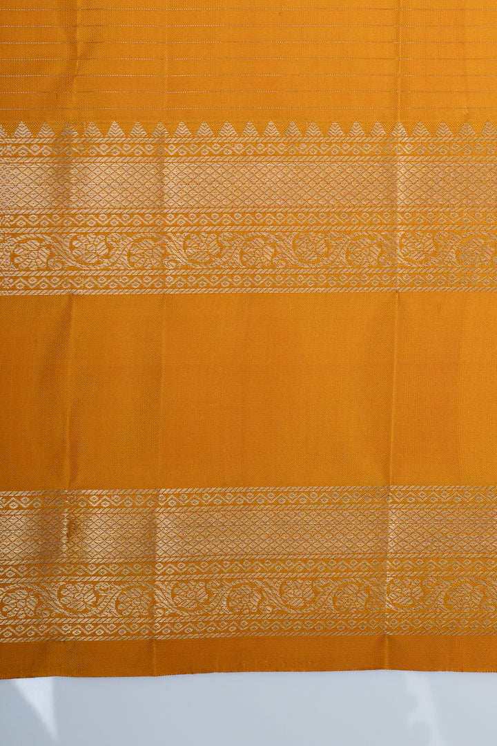 Yellow zari checks pure kanchipuram silk saree
