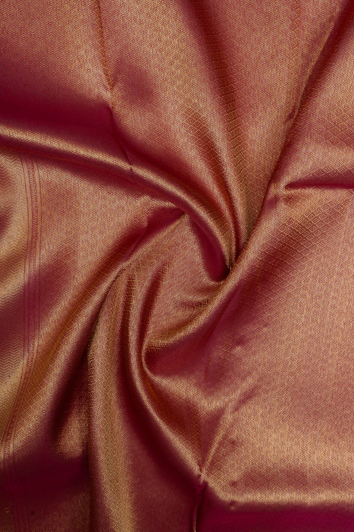 Red chevron jacquard pure Kanchipuram silk saree