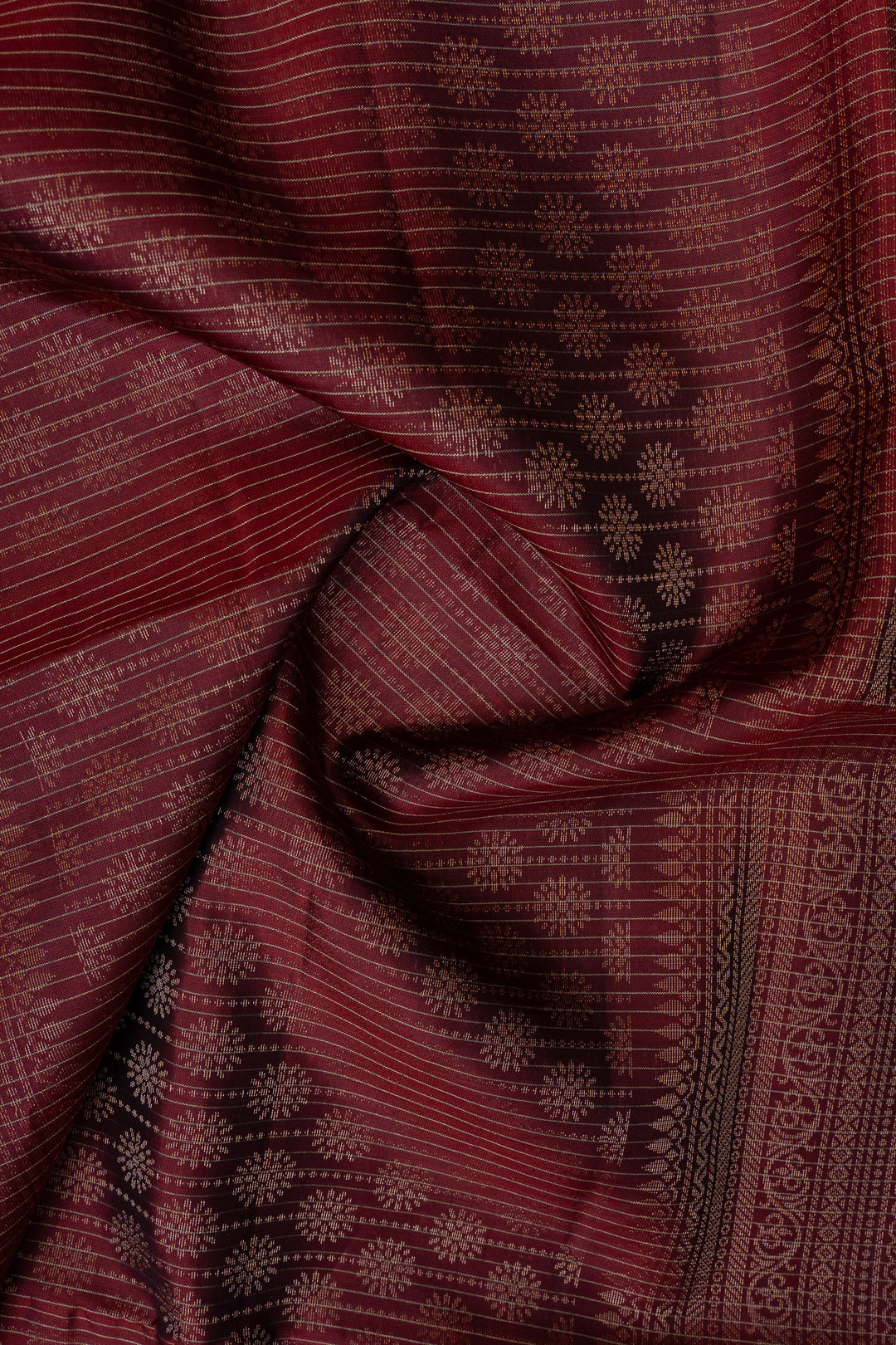 Maroon zari checks pure kanchipuram silk saree