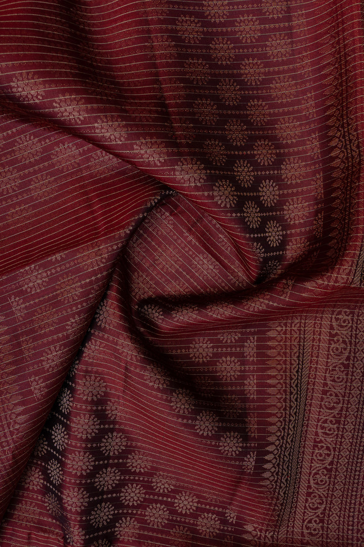 Maroon zari checks pure kanchipuram silk saree
