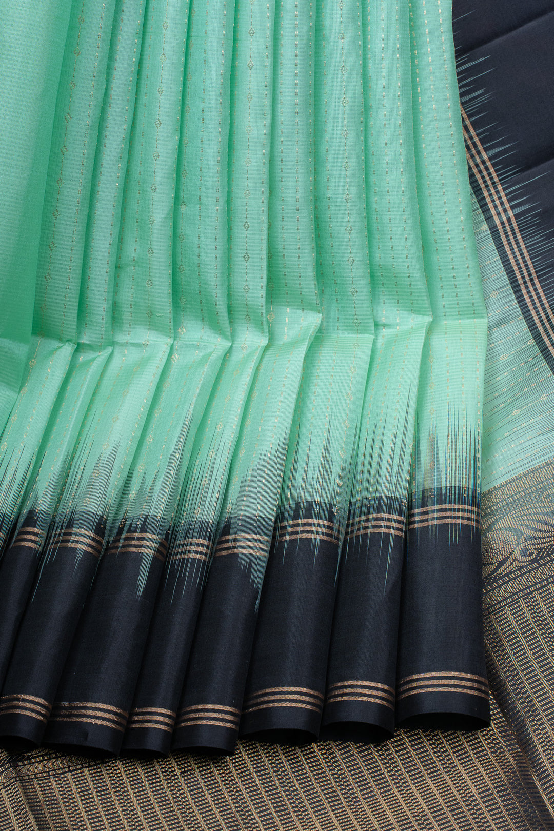 Teal Blue stripes pure soft silks saree