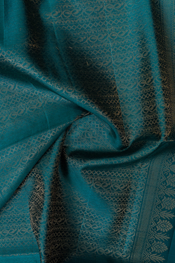 Maroon and teal blue floral pure to soft silk saree