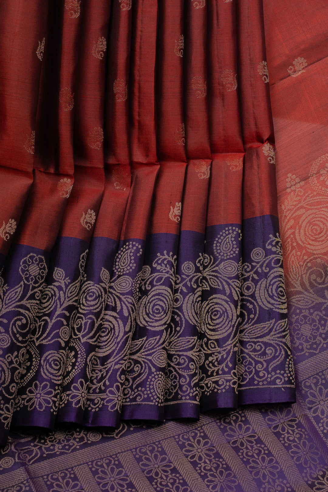 Rus maroon and blue pure soft silk