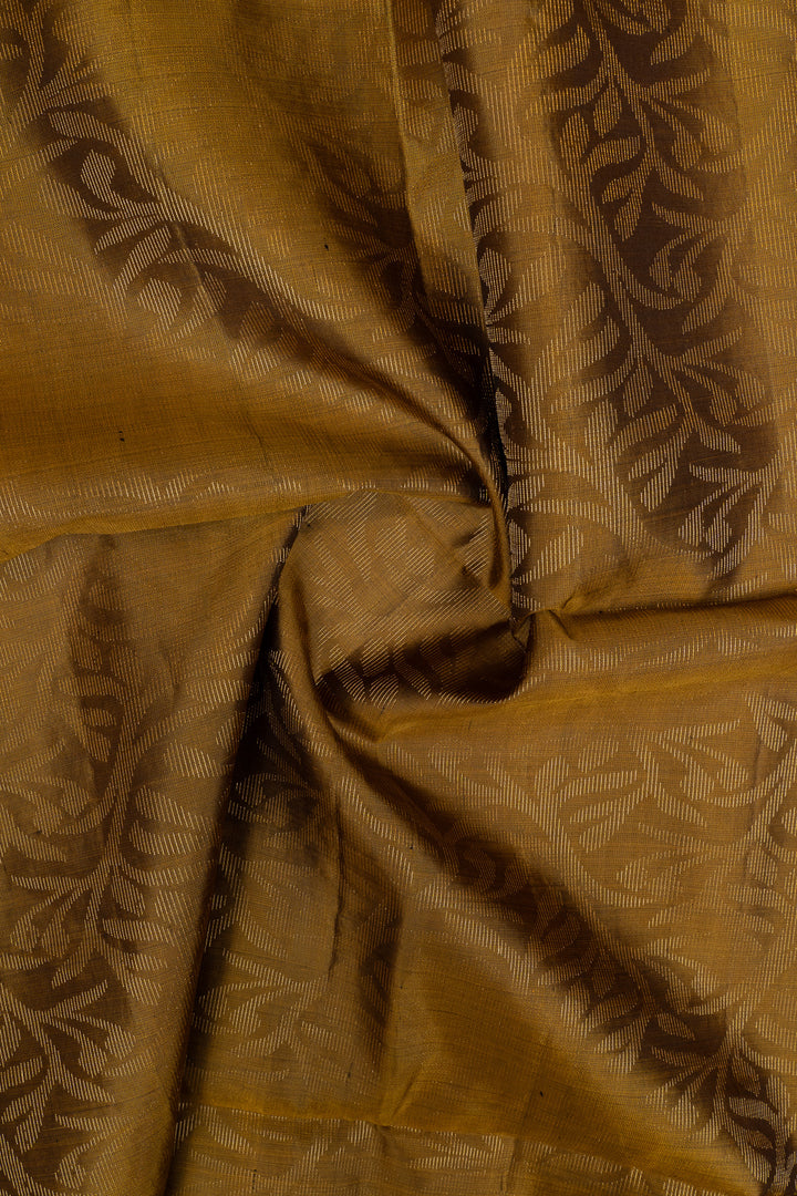 Mustard floral Zari soft silk