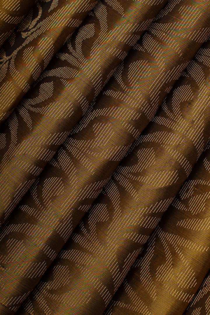 Mustard floral Zari soft silk