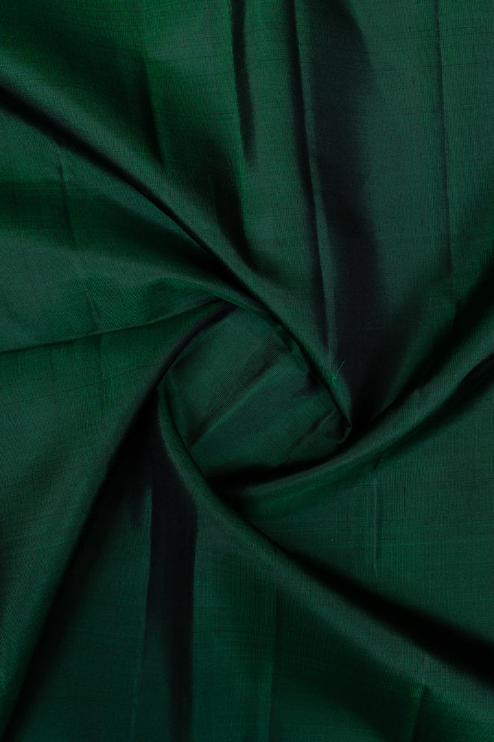 Bottle green small border pure kanchipuram silk saree