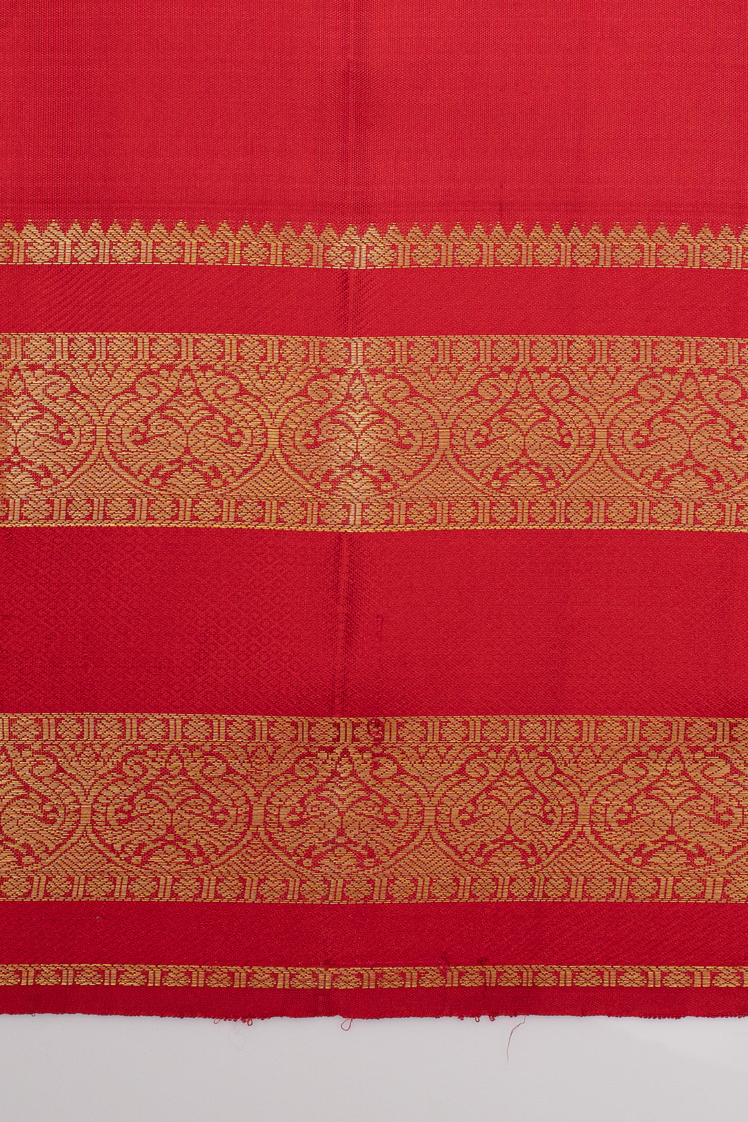 Orange and red traditional  pure kanchipuram silk saree
