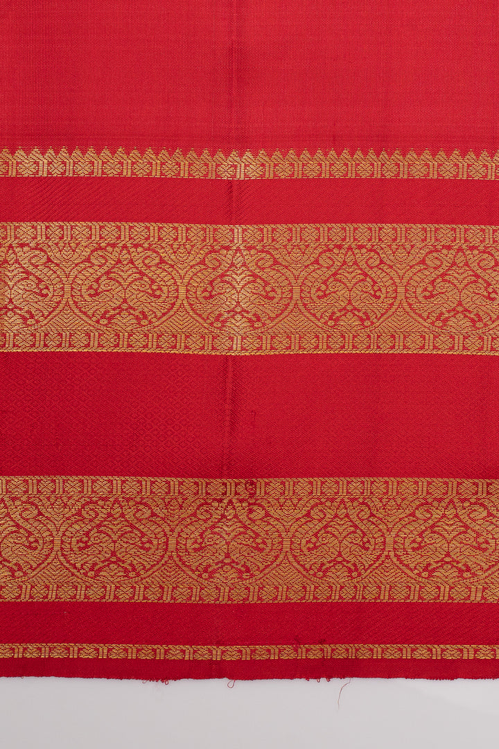 Orange and red traditional  pure kanchipuram silk saree