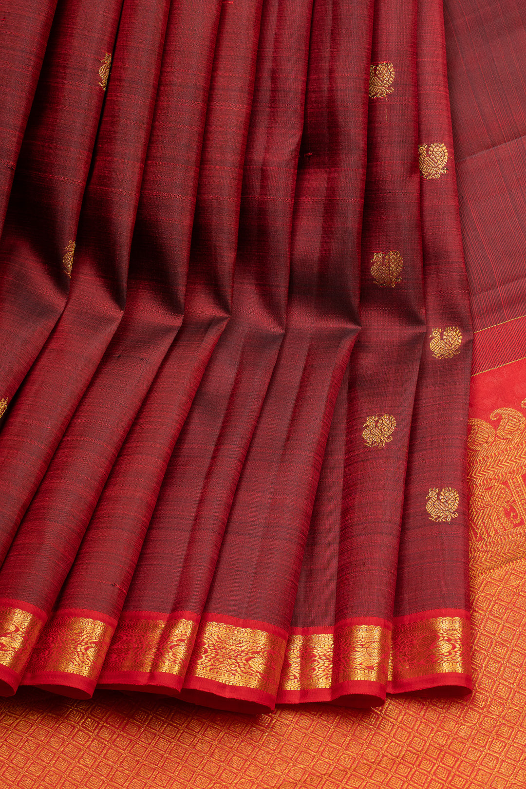 Maroon traditional pure kanchipuram silk saree
