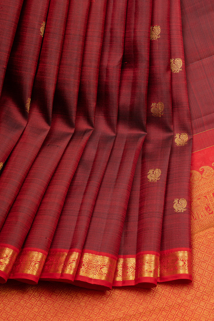 Maroon traditional pure kanchipuram silk saree