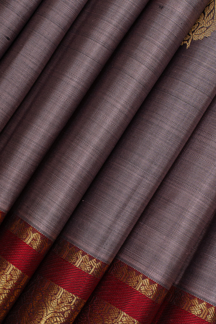 Grey traditional pure kanchipuram silk saree