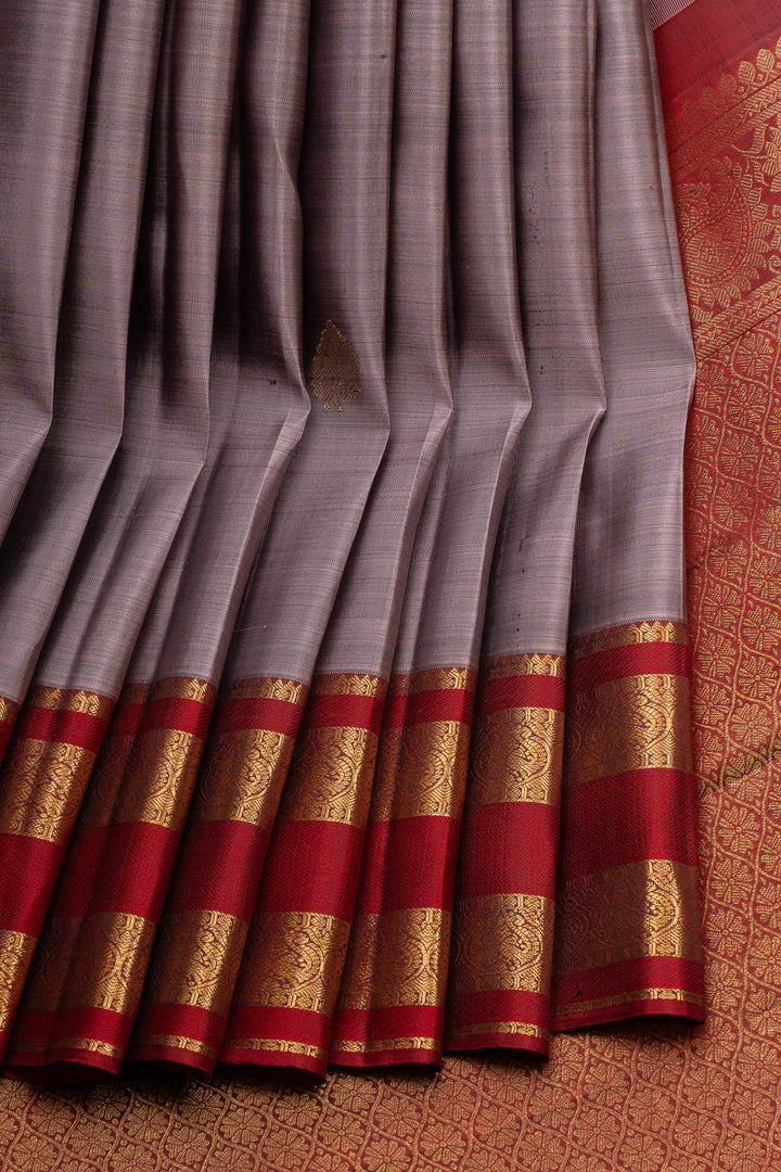 Grey traditional pure kanchipuram silk saree