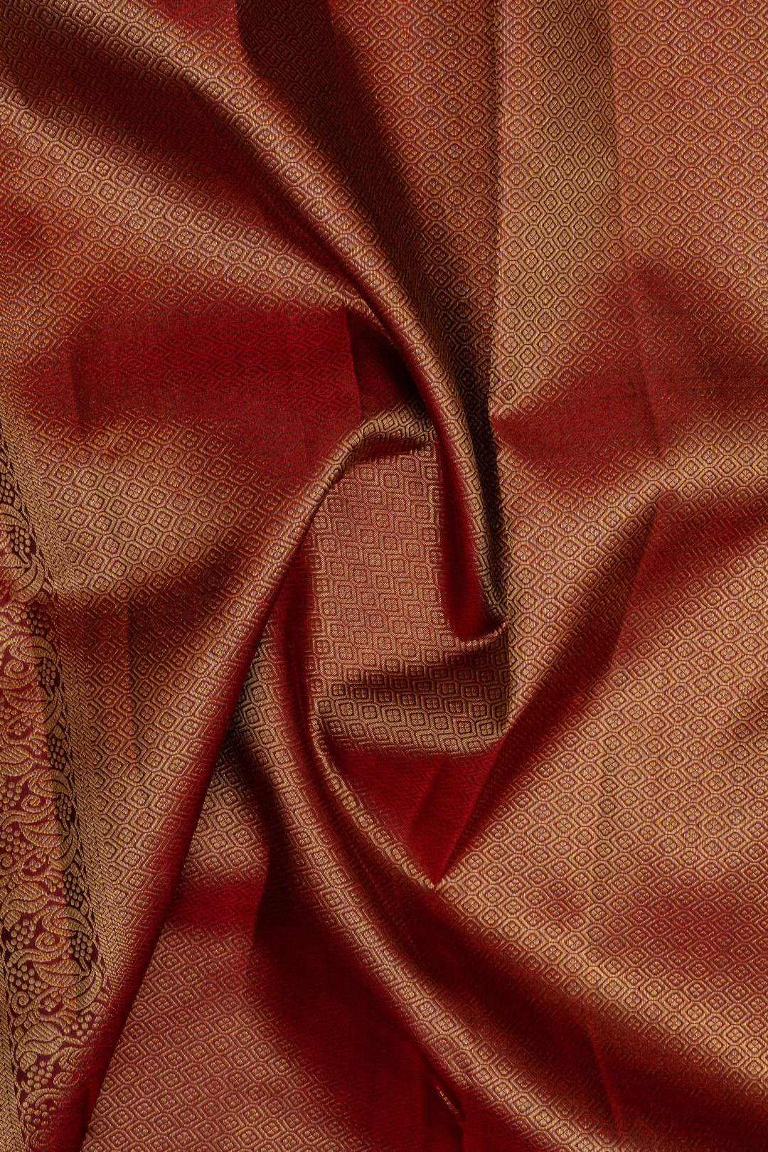 Jamun and rust orange traditional pure kanchipuram silk saree