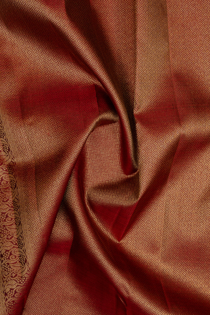 Jamun and rust orange traditional pure kanchipuram silk saree