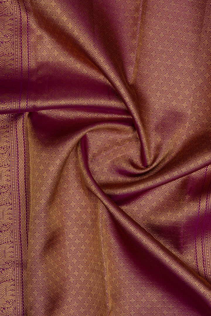 Plum purple neli stripes pure kanchipuram silk saree