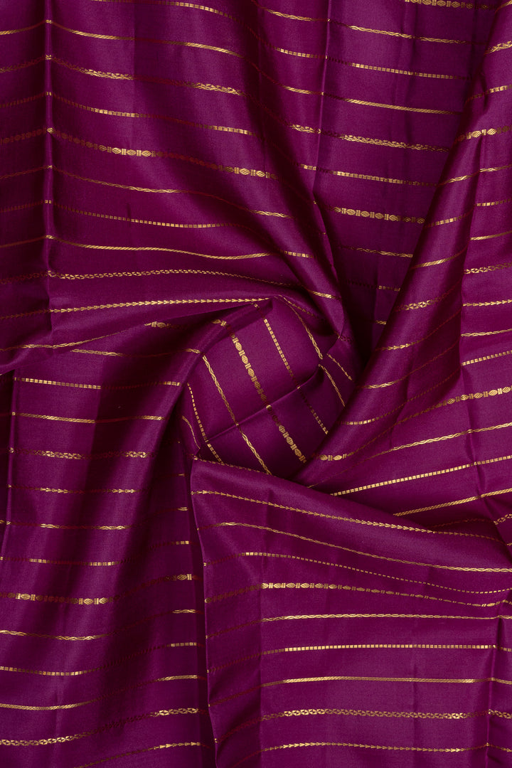 Plum purple neli stripes pure kanchipuram silk saree