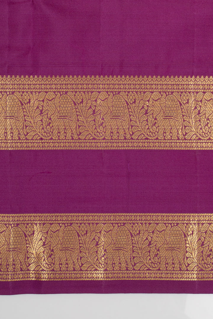 Plum purple neli stripes pure kanchipuram silk saree