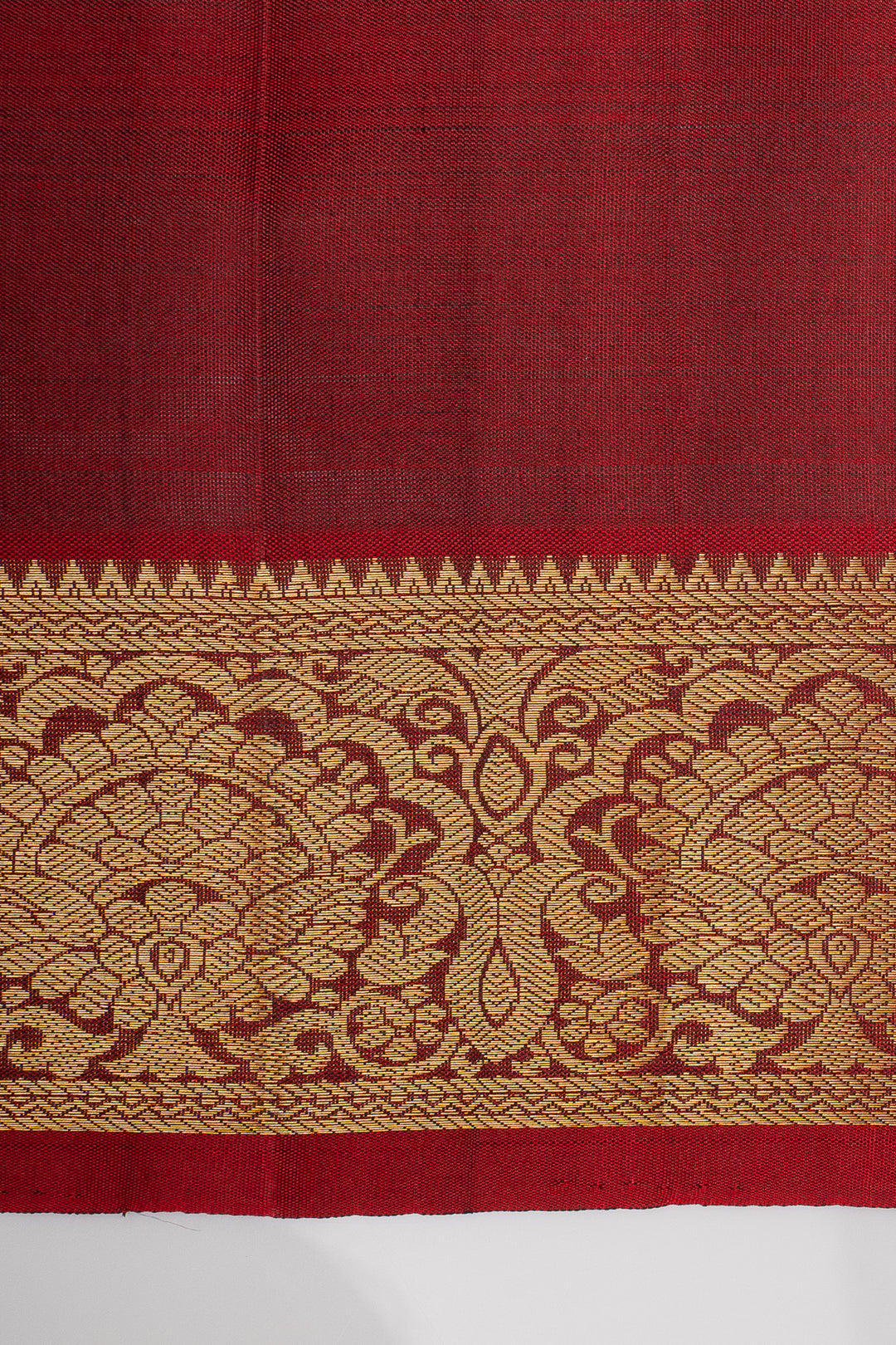 Jamun and rust orange traditional pure kanchipuram silk saree