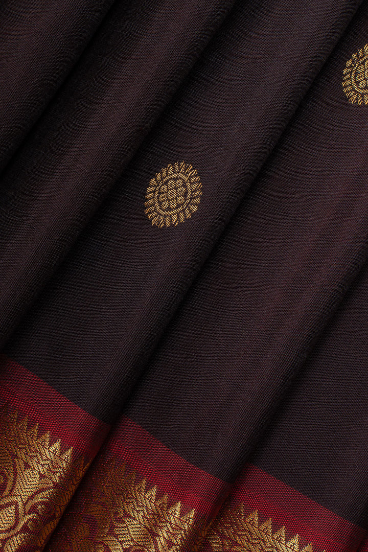 Jamun and rust orange traditional pure kanchipuram silk saree