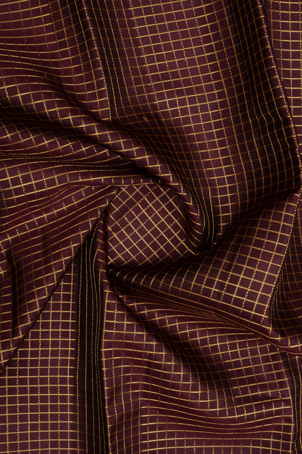 Maroon Zari checks rust orange  pure kanchipuram silk saree