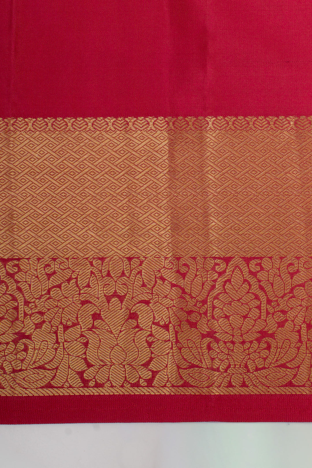 Reddish pink brocade pure kanchipuram silk saree