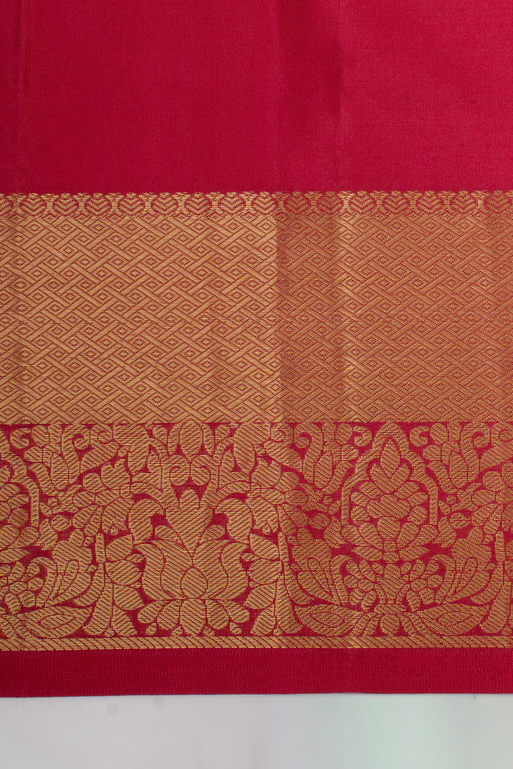 Reddish pink brocade pure kanchipuram silk saree
