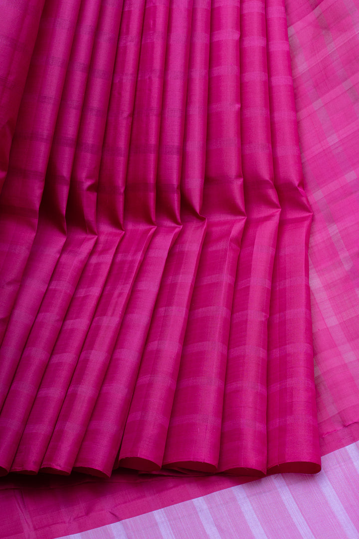 Rani pink borderless Dupian pure kanchipuram silk saree