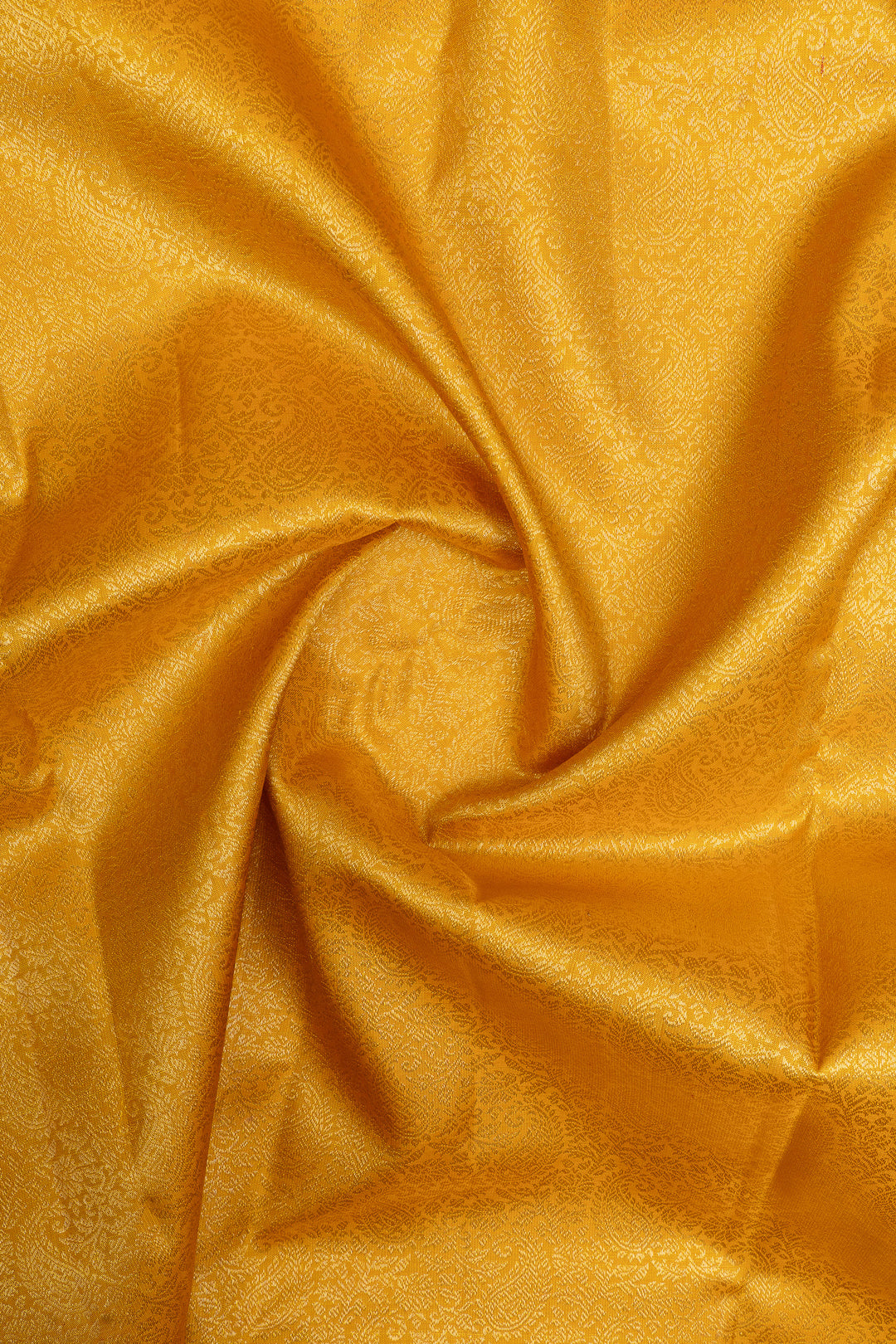 Golden yellow paisley brocade pure kanchipuram silk saree
