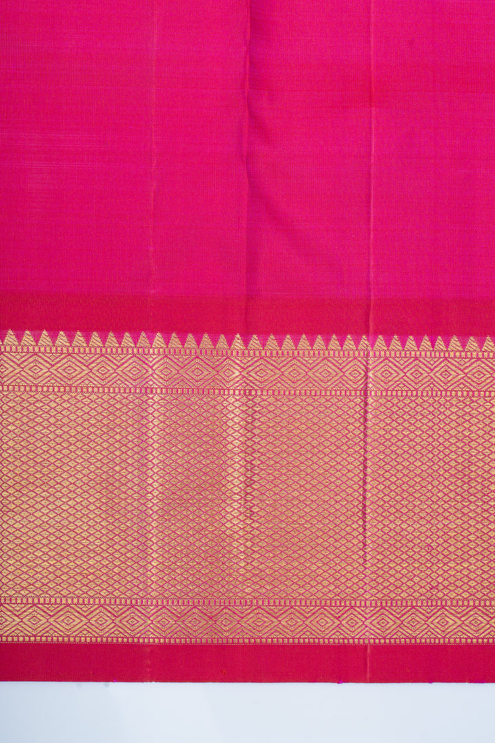 Golden yellow paisley brocade pure kanchipuram silk saree