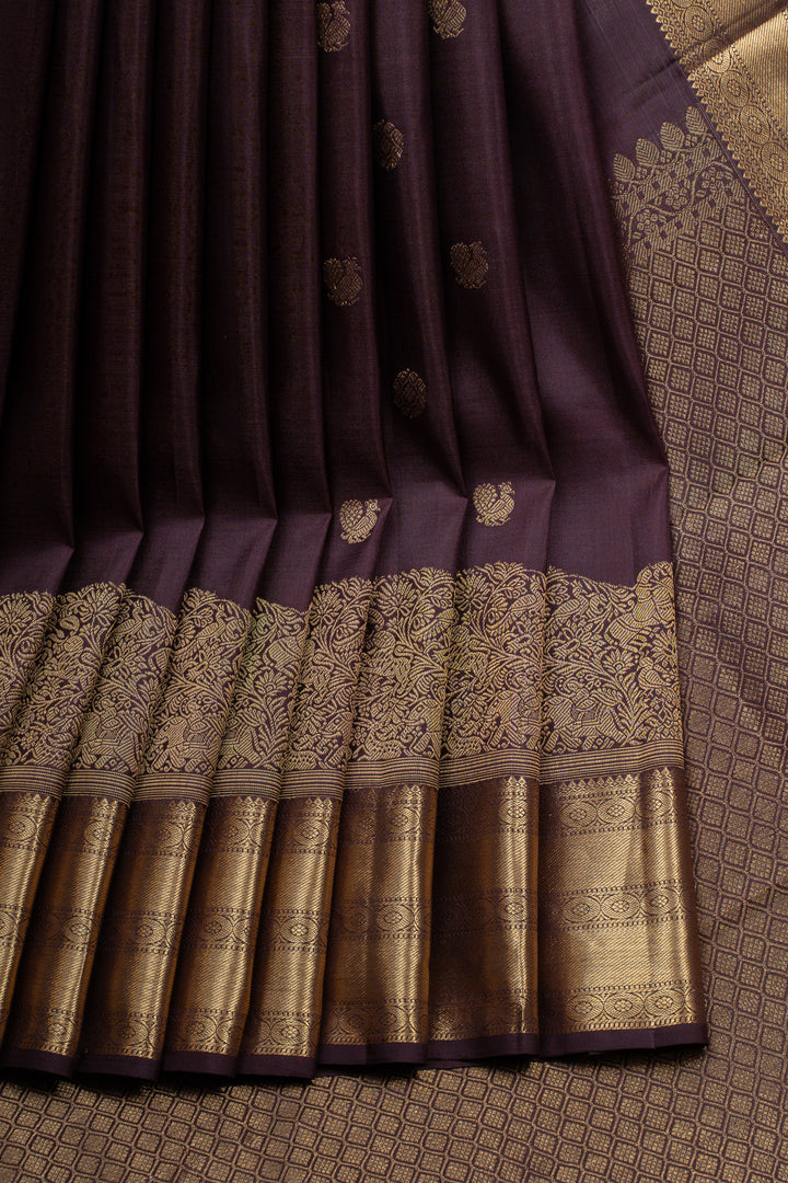 Brown traditional pure kanchipuram silk saree