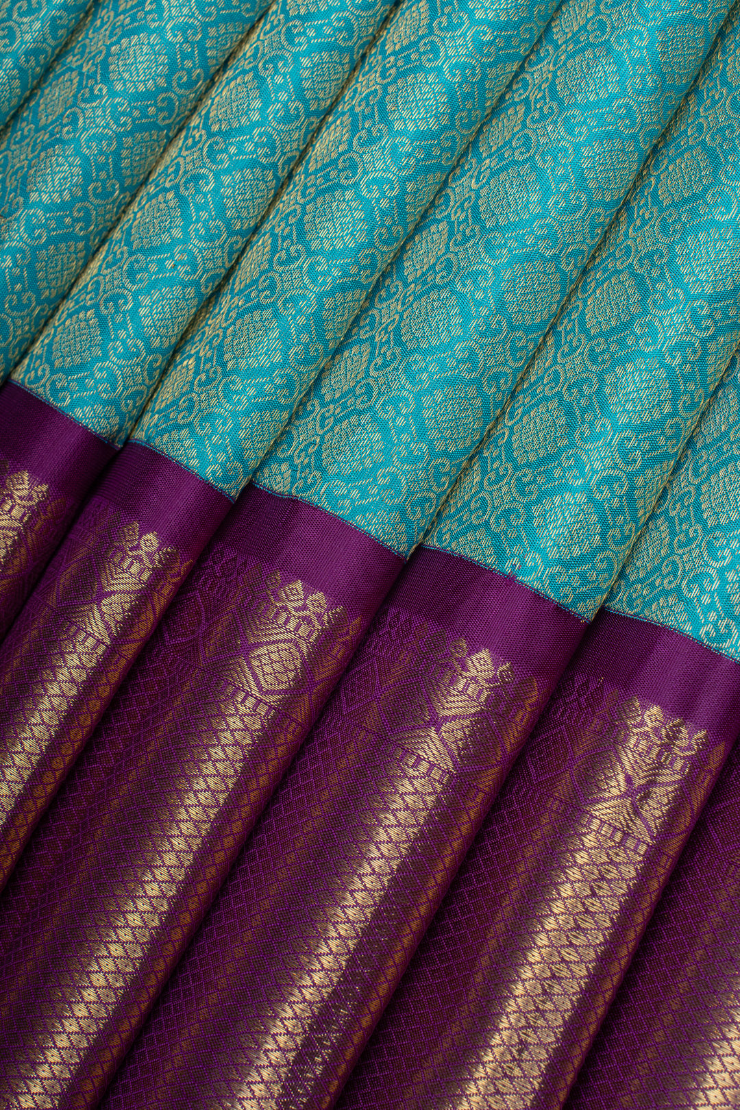Anandha blue and purple brocade pure kanchipuram silk saree