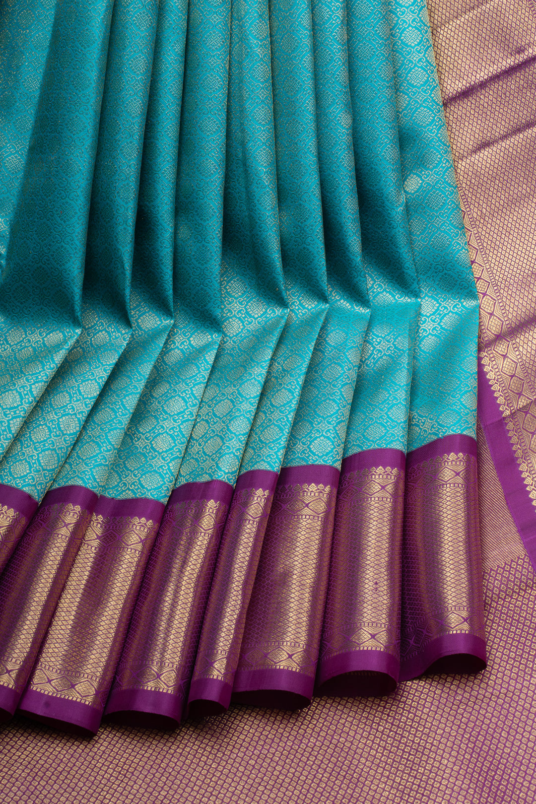 Anandha blue and purple brocade pure kanchipuram silk saree