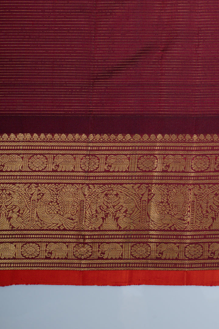 Purple Vairaoosi checks pure kanchipuram silk saree
