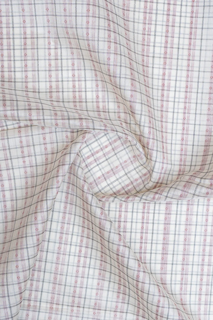 Off white checks pure silk cotton saree