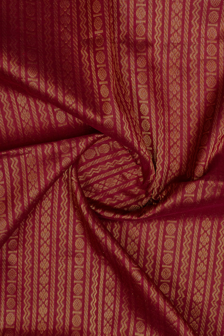 Maroon stripes pure silk cotton saree