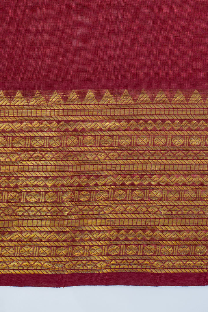 Maroon stripes pure silk cotton saree
