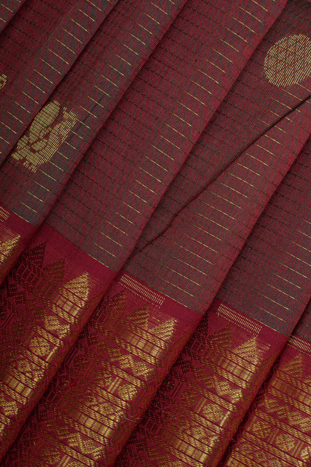 Maroon stripes pure silk cotton saree
