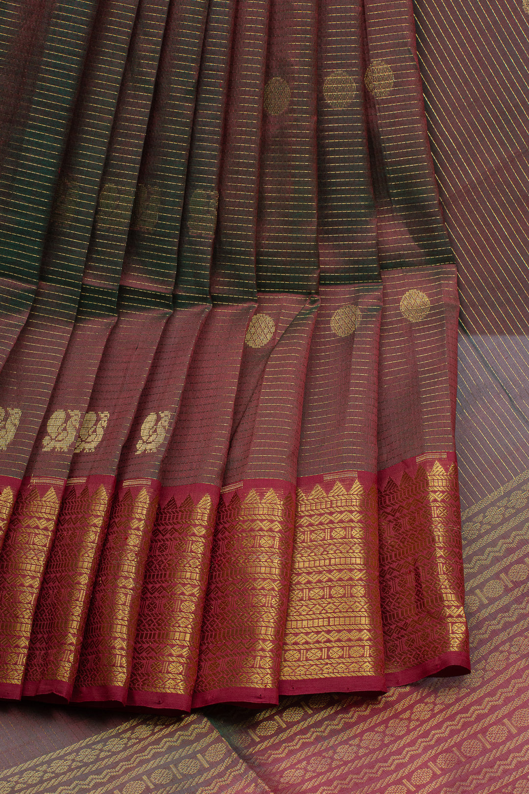 Maroon stripes pure silk cotton saree