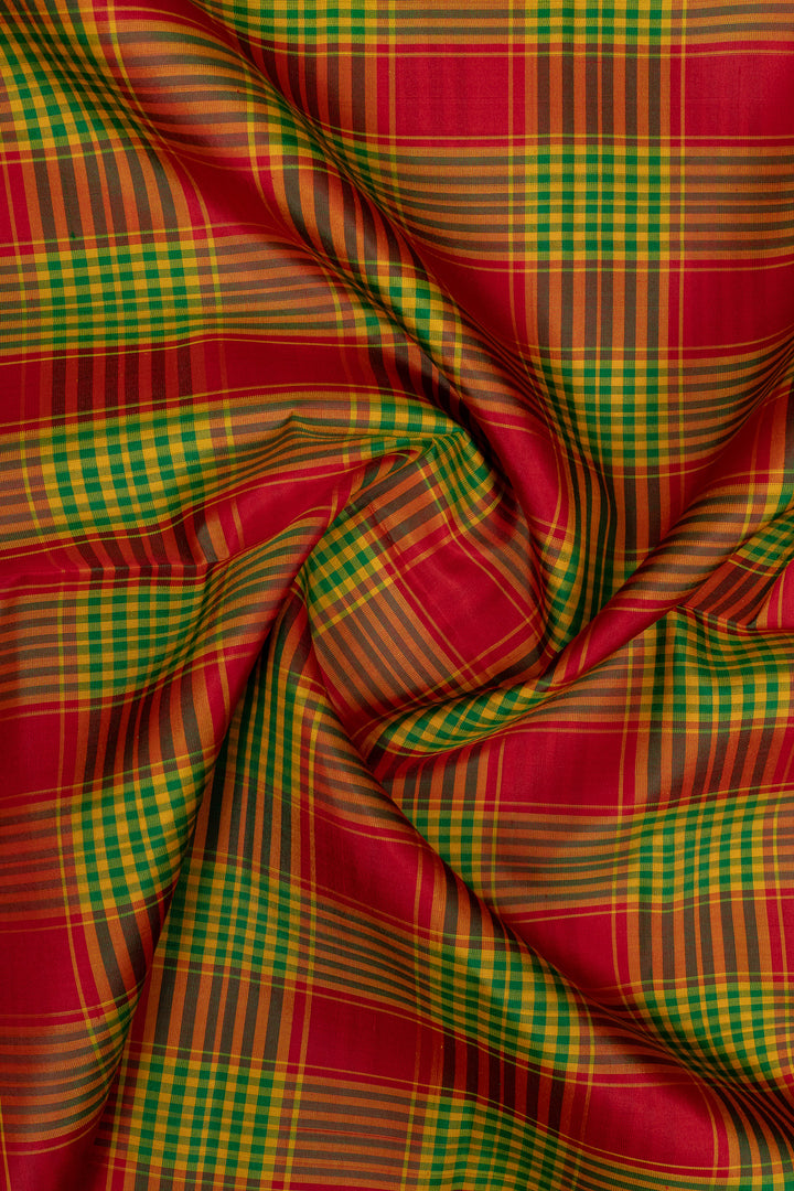 Palum pazhamum Muthu Zari checks pure kanchipuram silk saree