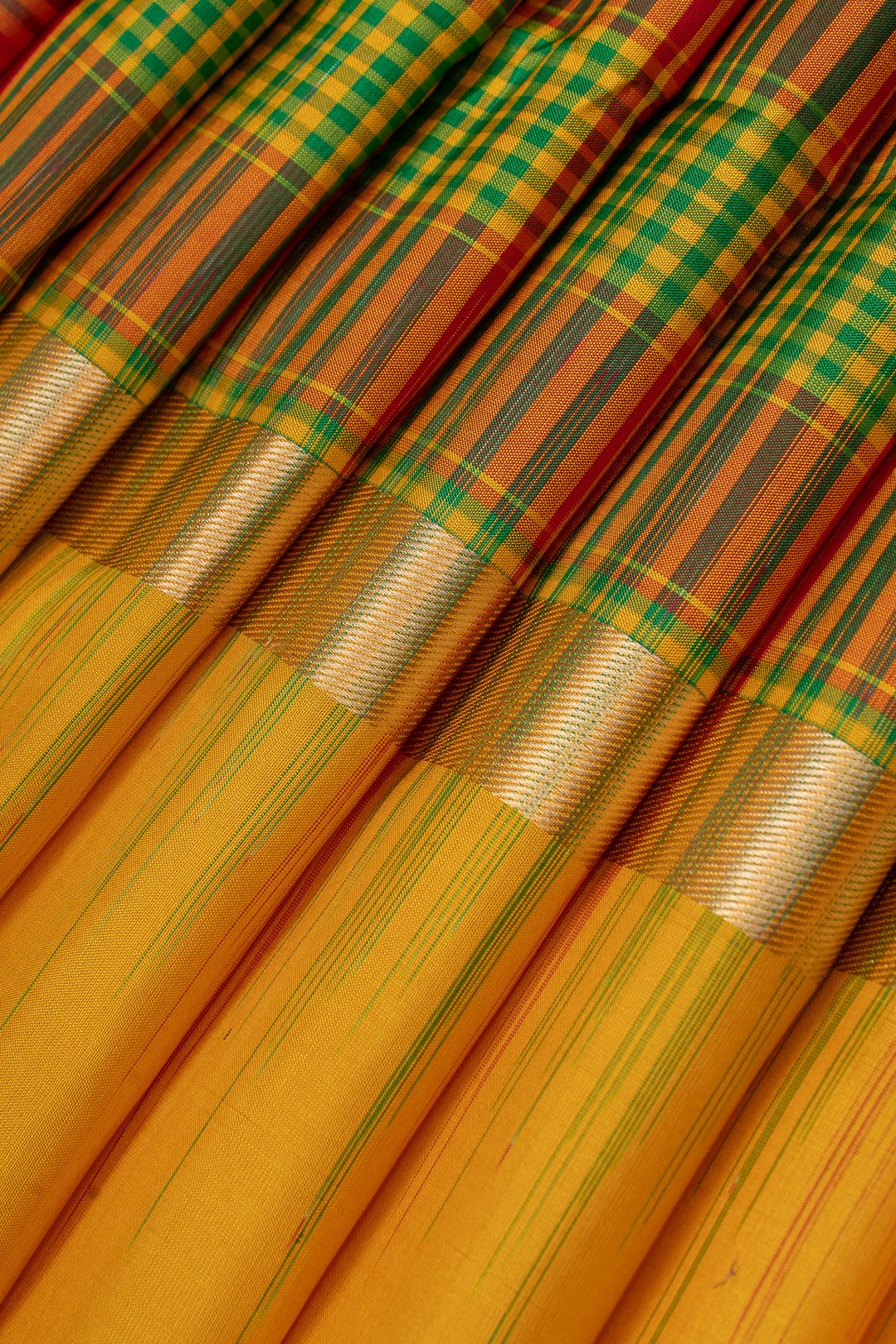 Palum pazhamum Muthu Zari checks pure kanchipuram silk saree