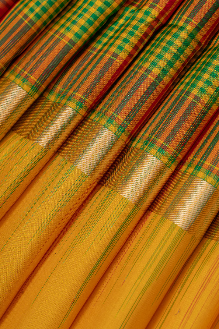 Palum pazhamum Muthu Zari checks pure kanchipuram silk saree