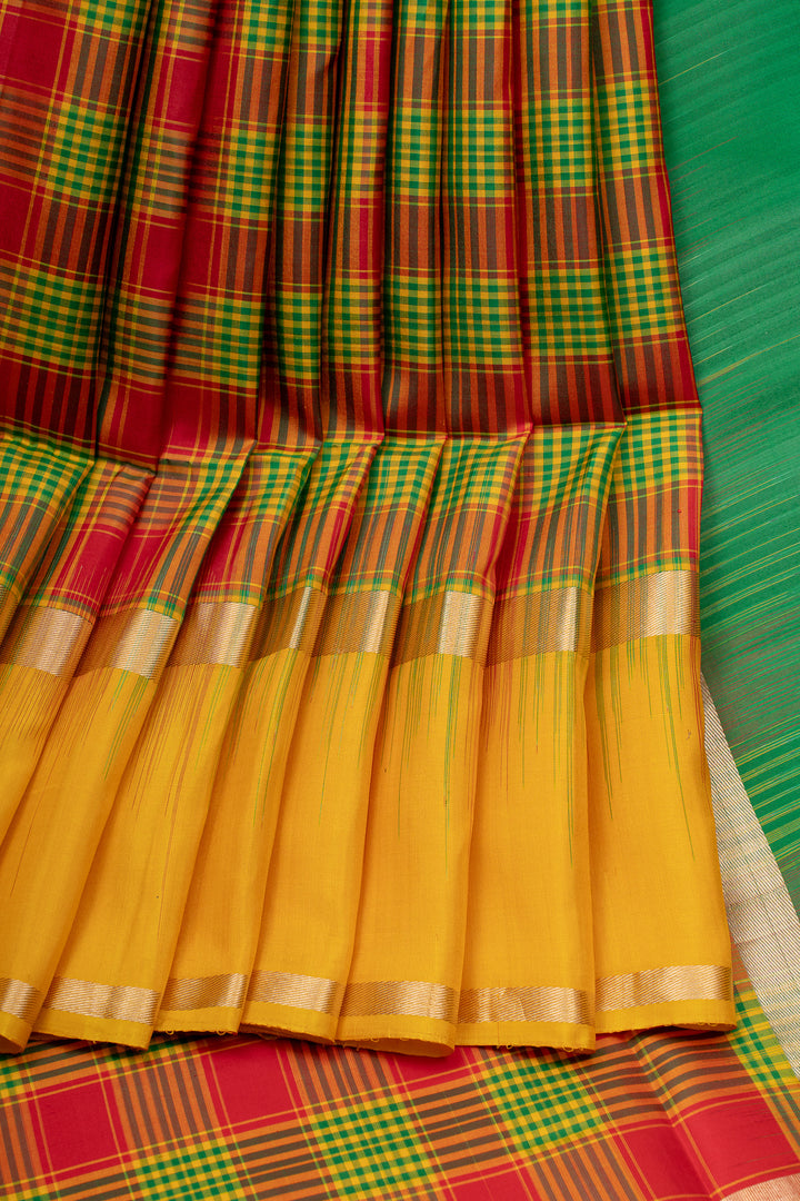 Palum pazhamum Muthu Zari checks pure kanchipuram silk saree