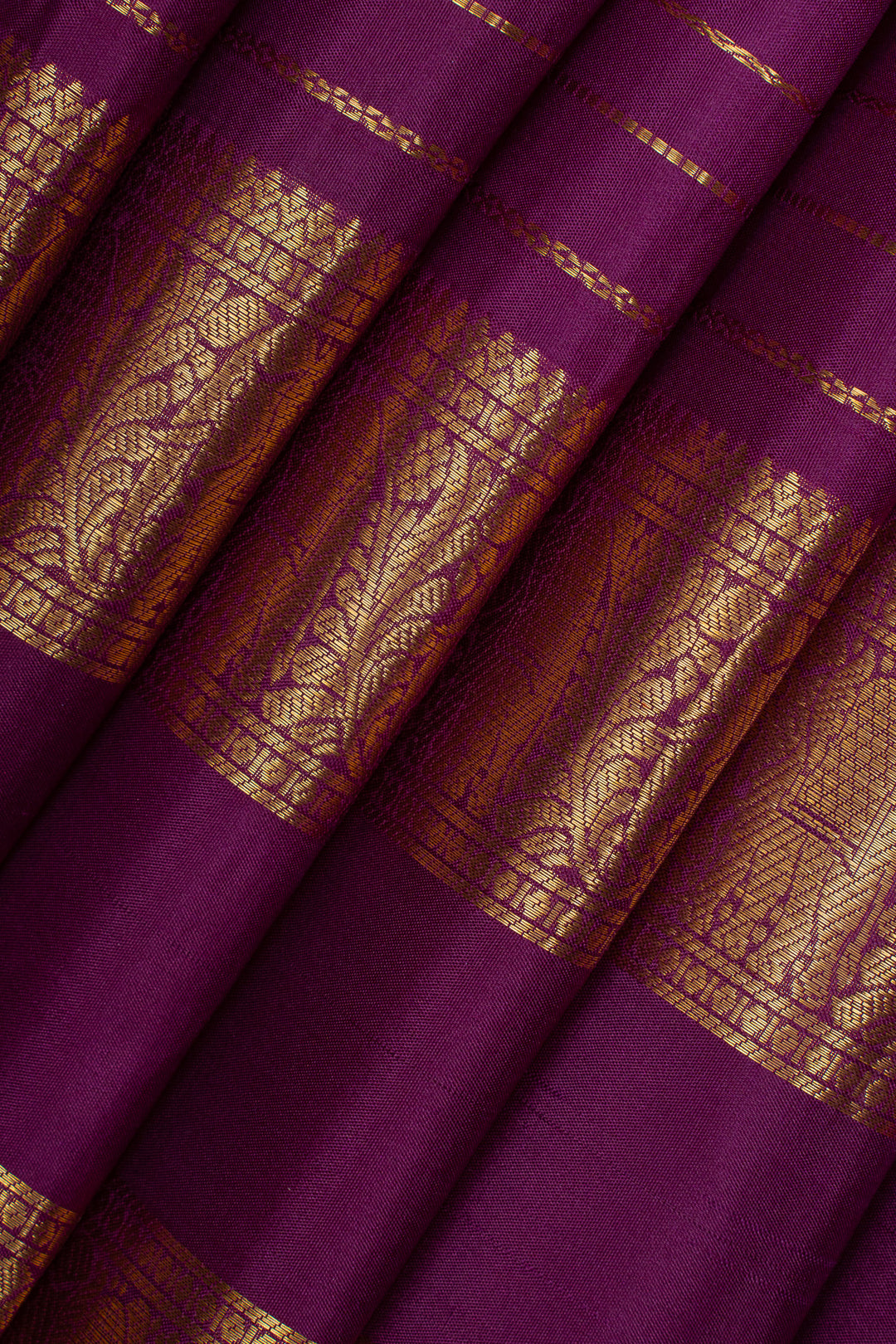 Plum purple neli stripes pure kanchipuram silk saree