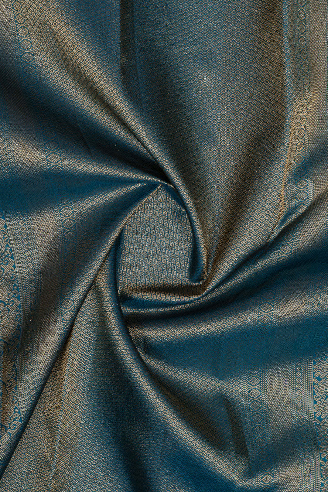 Peacock blue brocade pure kanchipuram silk saree