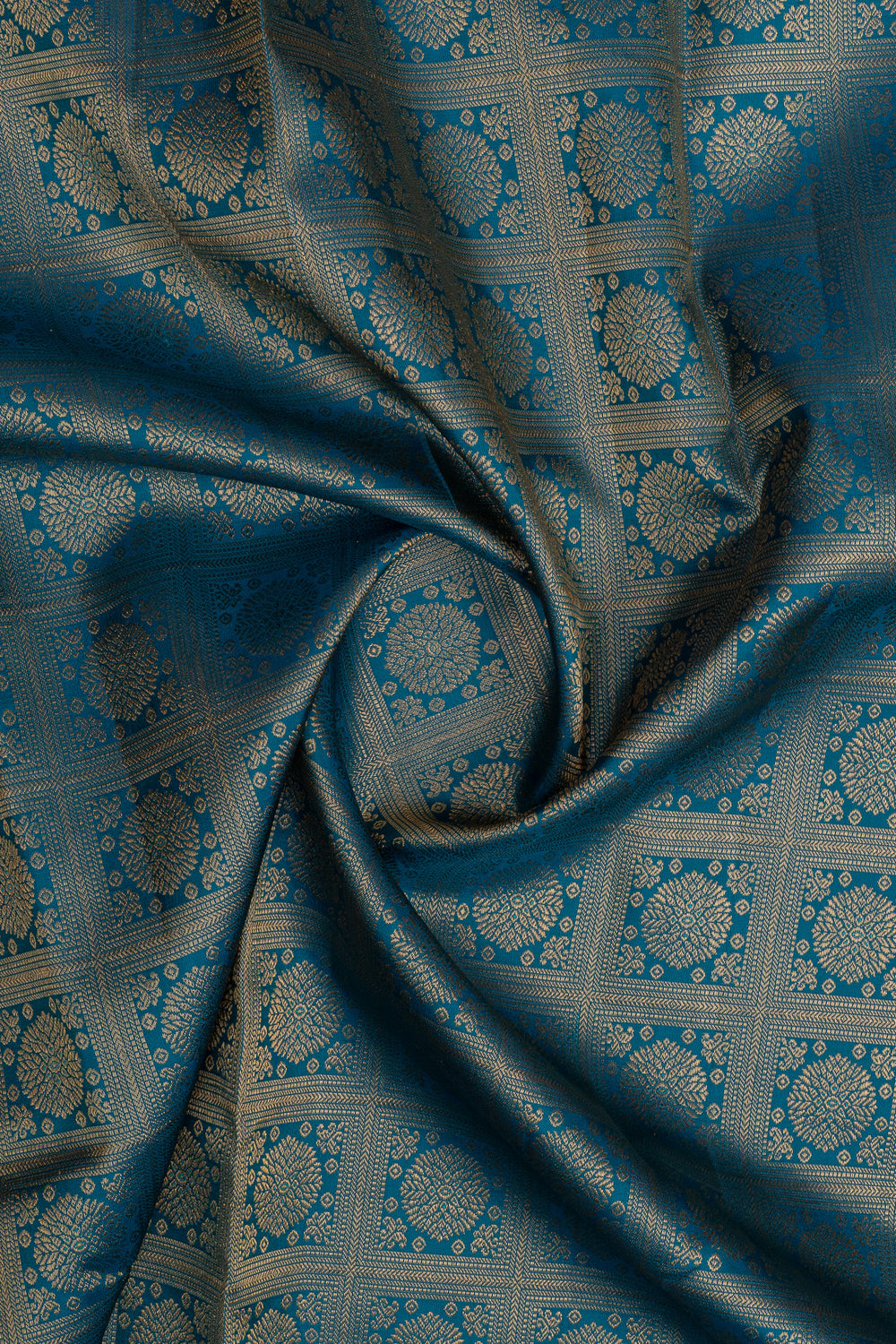 Peacock blue brocade pure kanchipuram silk saree